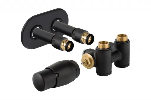 HOPA - THERMCOMB-SET, stredový ventil (Z4K) s pripojením pre elektrickú tyč - Farba - Čierna matná tmavá, Variant - Ľavá RDTHERCOMSETLMB