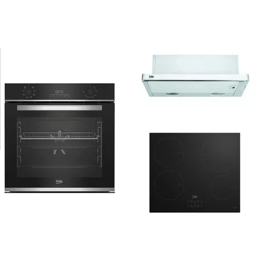 Set spotrebičov Beko - rúra BBIM13300X, doska HII64400MT, odsávač CTB6407X
