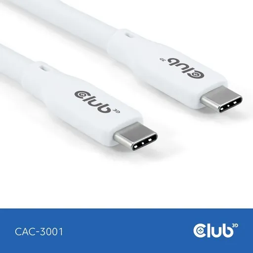 Club3D Kábel USB-C 4.0, 20Gbps, 4K60Hz, PD 240W, 2m, biela