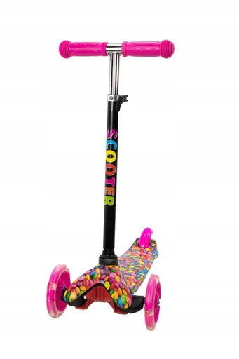 Kolobežka trojkolesová MAXI SCOOTER so svietiacimi kolieskami, BONBON, ružový