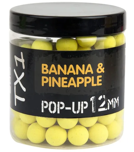 Shimano plávajúce boilie tx1 pop up banana & pineapple fluoro yellow - 12 mm 50 g