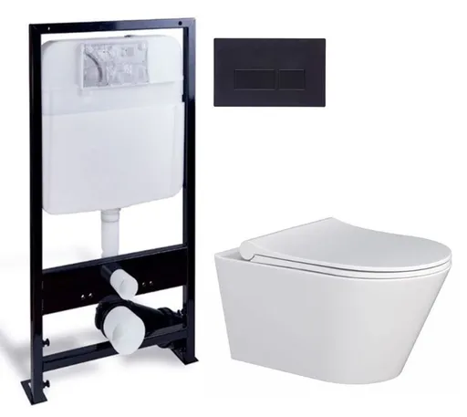 PRIM predstenový inštalačný systém s čiernym tlačidlom 20/0044 + WC MYJOYS MY1 + SEDADLO PRIM_20/0026 44 MY1