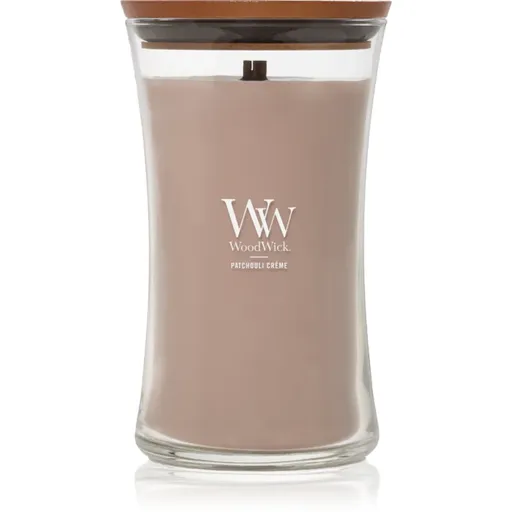 Woodwick Opulent Wood Patchouli Creme vonná sviečka s dreveným knotom 609.5 g