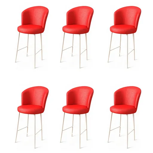 Súprava barových stoličiek Uras Red and White, 6 ks, 6 ks