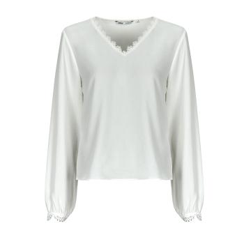 Only  ONLNOVA FR VERSA V-NECK L/S LACE TOP PTM  Blúzka Béžová