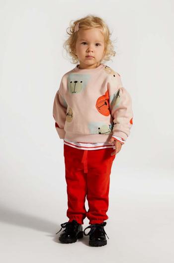 Detské bavlnené tepláky Coccodrillo červená farba, jednofarebné, CUTE GIRL NEWBORN