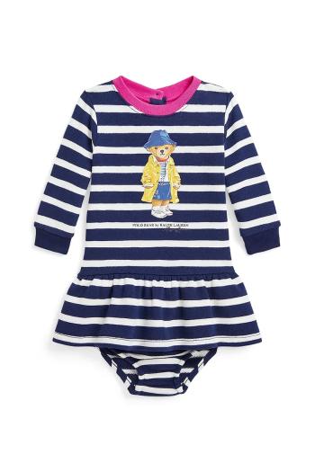 Šaty pre bábätká Polo Ralph Lauren tmavomodrá farba, mini, áčkový strih, 310958259001