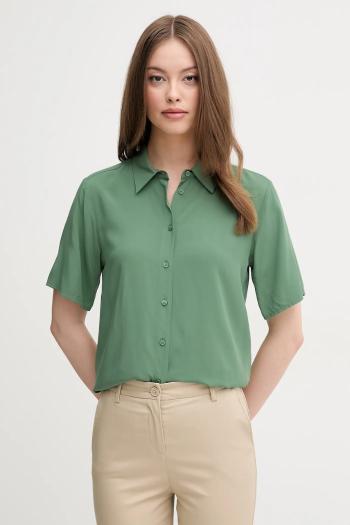 Košeľa United Colors of Benetton zelená farba, regular, s klasickým golierom, 5WPWDQ0B1