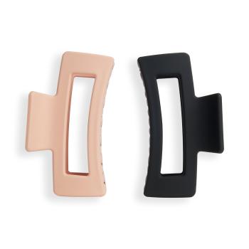 Revolution Škripce do vlasov Nude/Black (Rectangle Matte Clip) 2 ks