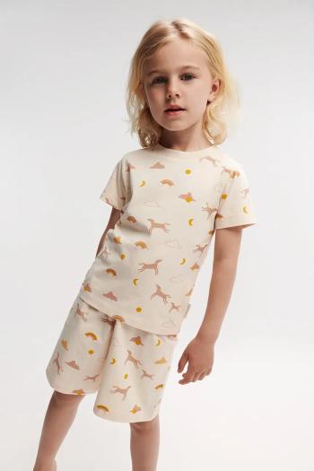 Detské pyžamo Liewood Ilford Printed Pyjamas Set béžová farba, vzorované, LW19855
