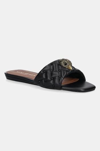 Kožené šľapky Kurt Geiger London Kensington Flat Sandal dámske, čierna farba, 8496109109