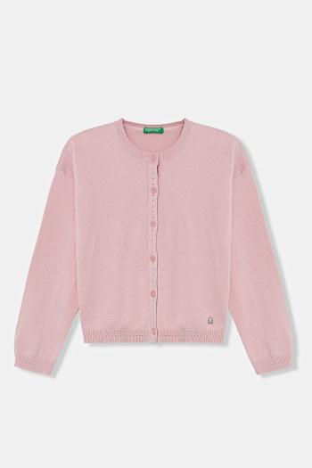 Detský bavlnený kardigan United Colors of Benetton ružová farba, tenký, 1098G500P