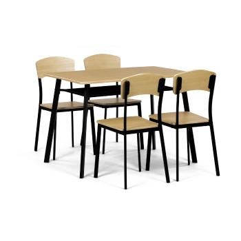Jedálenský set Industrial so 4 stoličkami, 110 x70 x 76 cm, hnedý