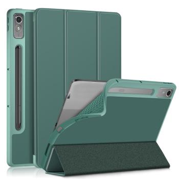 LEATHER Zaklápací kryt pre Lenovo Tab P12 zelený