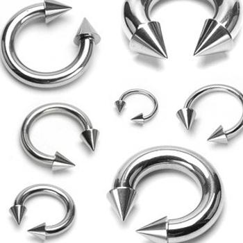 Piercing z chirurgickej ocele, podkova s hrotmi - Rozmer: 1,2 mm x 12 mm x 4x4 mm