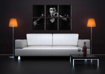 Malovaný POP ART obraz na stěnu SCARFACE-AL PACINO 210x40 cm