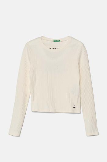 Detské tričko s dlhým rukávom United Colors of Benetton béžová farba, 39QFC10K5