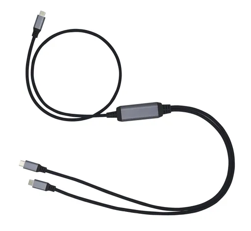 Kábel C-TECH USB Type-C PD 100W power splitter, 0,7m + 2x0,5m, čierny