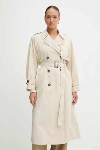 Trenčkot Tommy Hilfiger béžová farba, prechodný, oversize, WW0WW45632