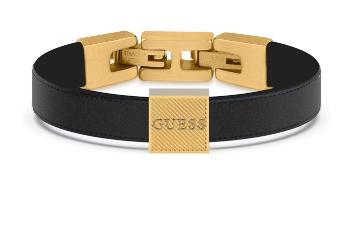 Guess Luxusný náramok z pravej čiernej kože Bond Street JUMB03031JWYGBKT/U