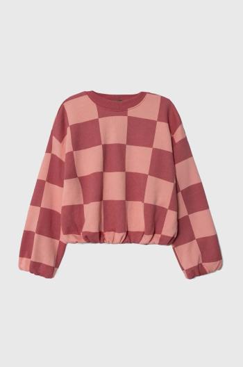 Detská bavlnená mikina United Colors of Benetton ružová farba, vzorovaná