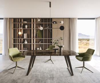 Jedálenský stôl Edge oválny 200x100 keramický Laminam® Emperador Extra