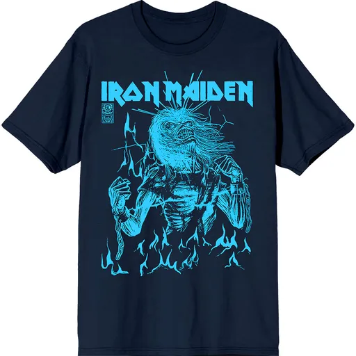 Iron Maiden tričko 50 Life After Death Flames Blue Modrá S