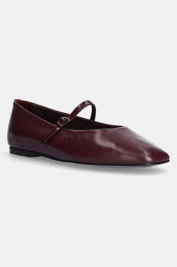 Kožené balerínky Calvin Klein MARY JANE BALLERINA - LTH bordová farba, HW0HW02307