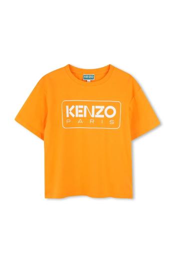 Detské bavlnené tričko Kenzo Kids oranžová farba, K61064