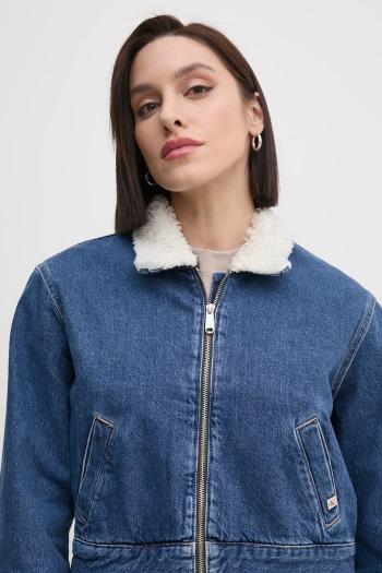 Rifľová bunda Calvin Klein Jeans dámska, tmavomodrá farba, prechodná, J20J224906