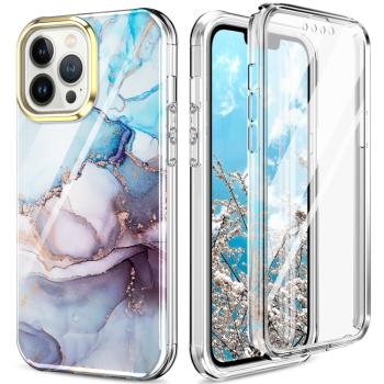 DUAL ART Odolný kryt pre Apple iPhone 13 Pro LIGHT BLUE MARBLE