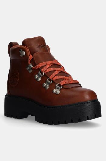 Kožené workery Timberland Stone Street dámske, hnedá farba, na platforme, TB0A27VJEM61