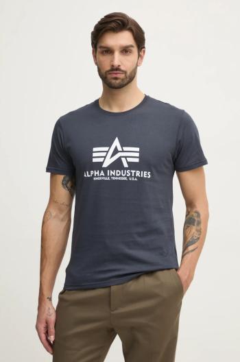 Bavlnené tričko Alpha Industries Basic 100501.02, tmavomodrá farba, s potlačou