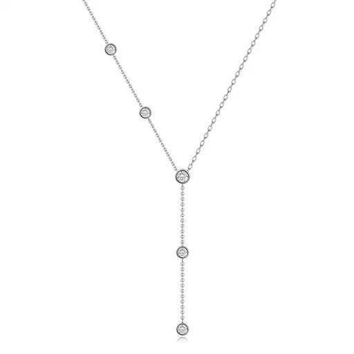 Strieborný náhrdelník 925 s čírymi zirkónmi a dvoma typmi retiazky