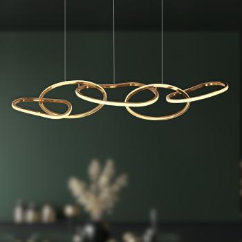 Závesná lampa ANNELI, francúzske zlato, 45W LED, 3000K, biely kryt