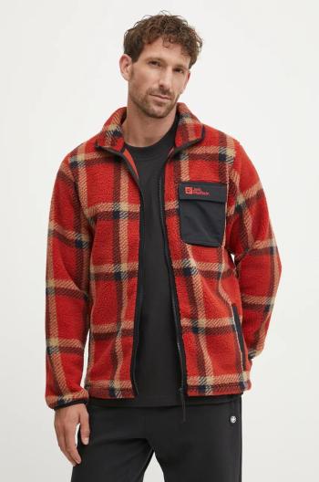 Mikina Jack Wolfskin Felslicht Check pánska, červená farba, vzorovaná, A60058