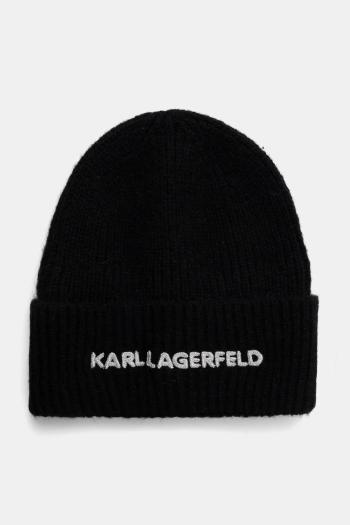 Čiapka s prímesou vlny Karl Lagerfeld čierna farba, A1W33156