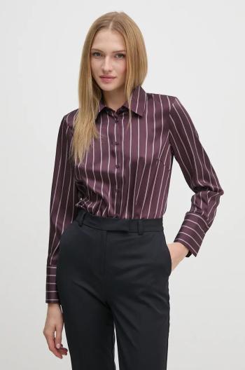 Košeľa Sisley dámska, fialová farba, regular, s klasickým golierom, 5WDJLQFF7