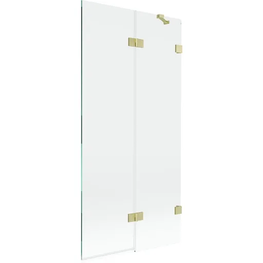 MEXEN/S - Lunar vaňová zástena 2-krídlová pravá 90 x 150, transparent, zlatá kartáčovaná 897-090-100-55-00-P