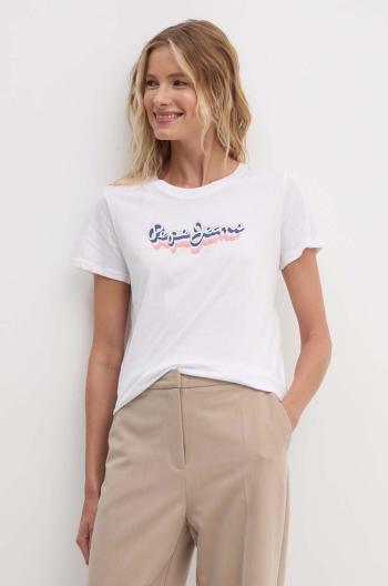 Bavlnené tričko Pepe Jeans ENARA dámske, biela farba, PL505879