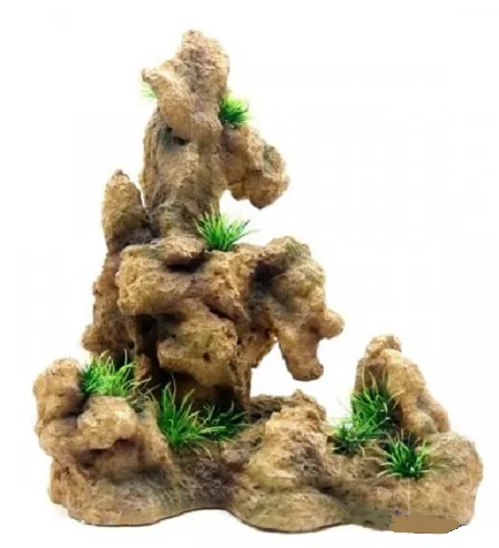 AQUA NOVA Akvárijná dekorácia SKALA s trávou vysoká 27x15x32cm