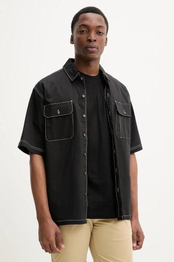 Košeľa Dickies pánska, čierna farba, regular, s klasickým golierom, DK0A4Z7RBLK1