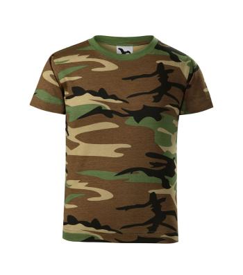 MALFINI Detské maskáčové tričko Camouflage - Maskáčová hnedá | 146 cm (10 rokov)