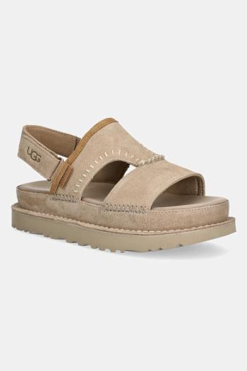 Semišové sandále UGG Goldenstar Regenerate dámske, béžová farba, na platforme, 1167369-SAN