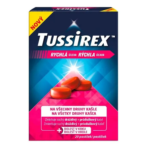 TUSSIREX Pastilky proti kašľu 20 kusov