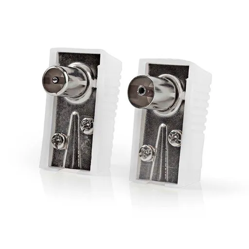 Nedis CSGB40995WT - IEC (Koaxiálne) Konektor | Zástrčka + Zásuvka - Uhlový | 2 kusov | Biela farba