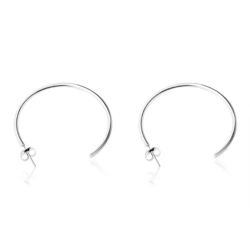Náušnice z ocele 316L, strieborná farba, lesklý neúplný kruh, puzetky