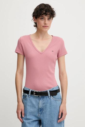 Tričko Tommy Jeans dámske, žltá farba, DW0DW17385