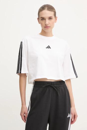 Bavlnené tričko adidas Essentials dámske, biela farba, JD4999