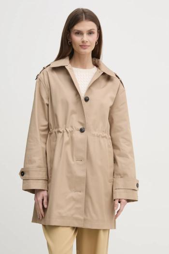Kabát Tommy Hilfiger dámsky, béžová farba, prechodný, WW0WW43742